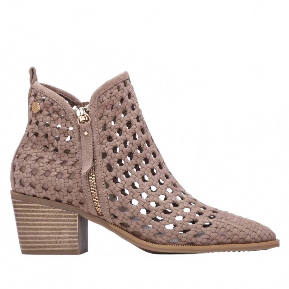 NEW XTI women's microfiber ankle boots in taupe